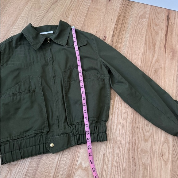 TWINSET 100% Cotton Olive Military Green Zip Jacket Eagle Embroidered Size M - Picture 5 of 12